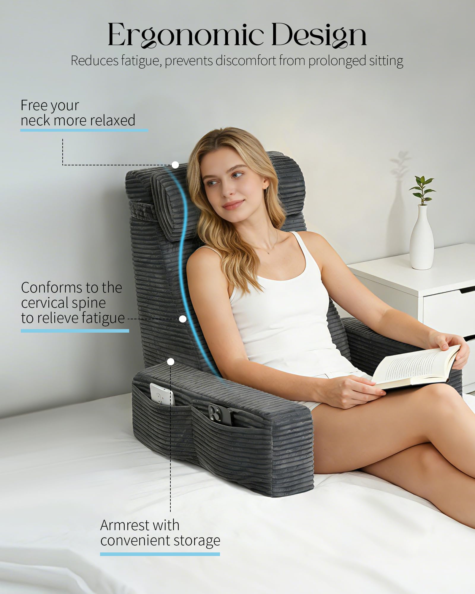 Seniny Reading Pillow dorm lounge use for study or watching TV