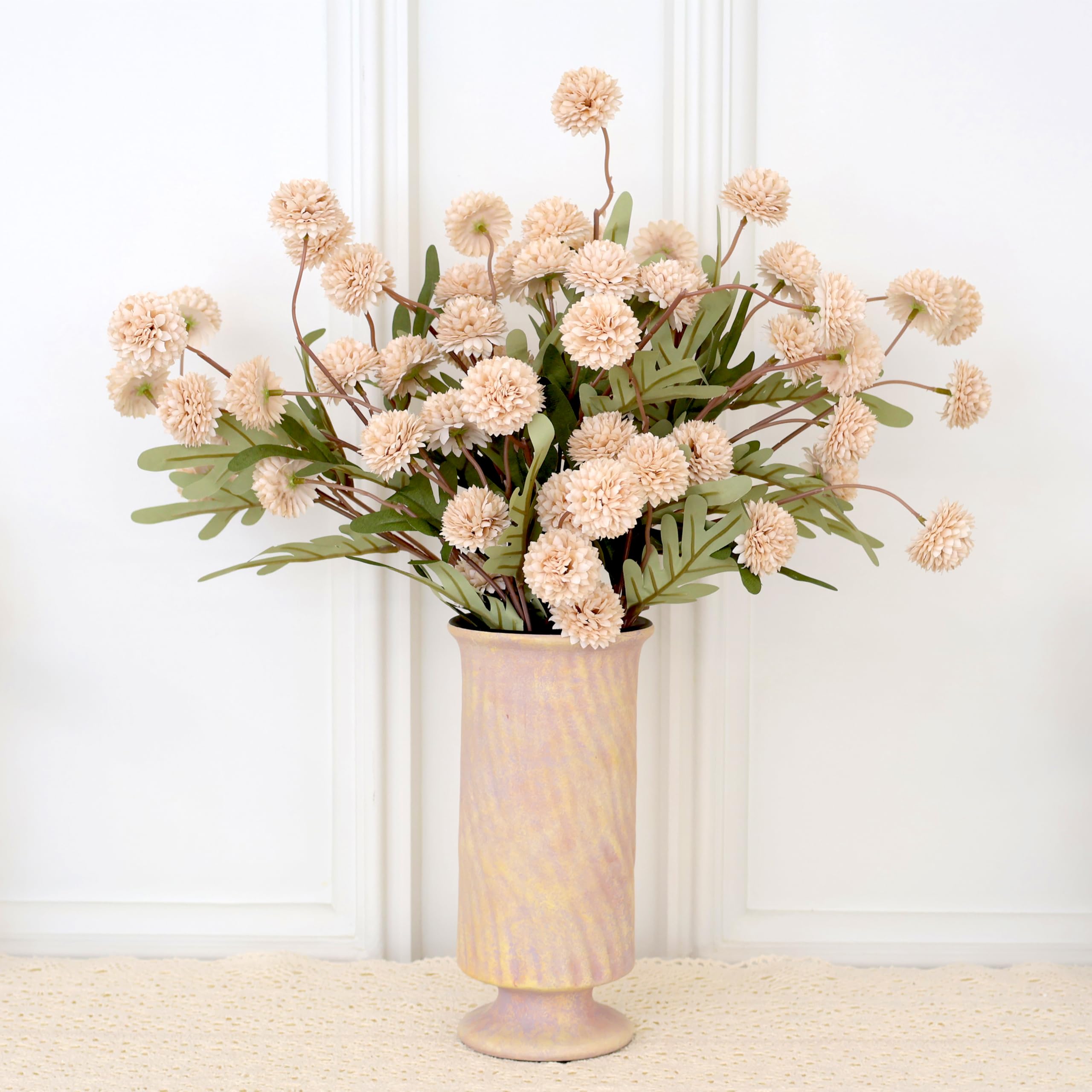 Senjie 12pcs fake kiku stems for easy arrangements and full stems