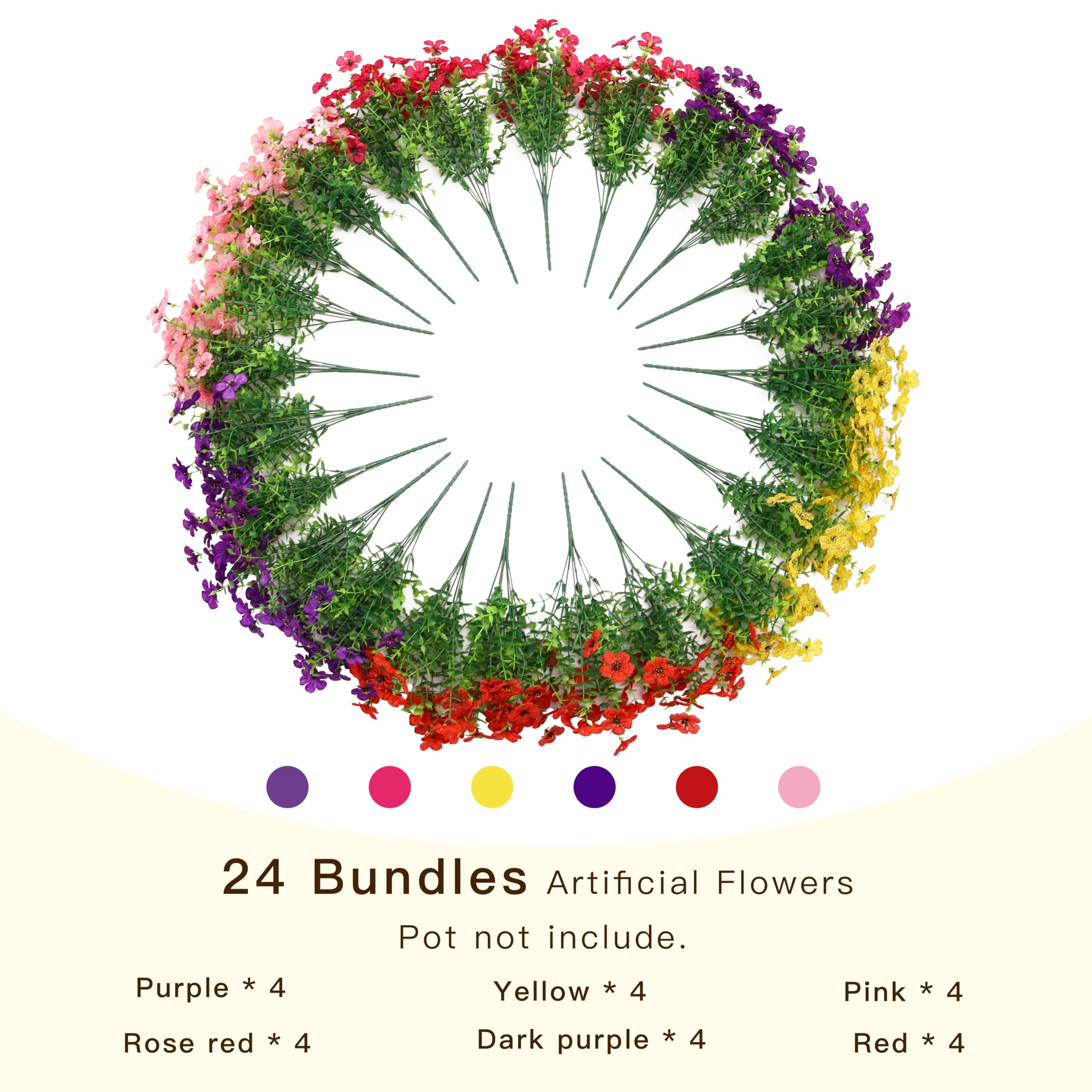 Senjie 14-inch artificial bouquet showing 1.6-inch flower heads.