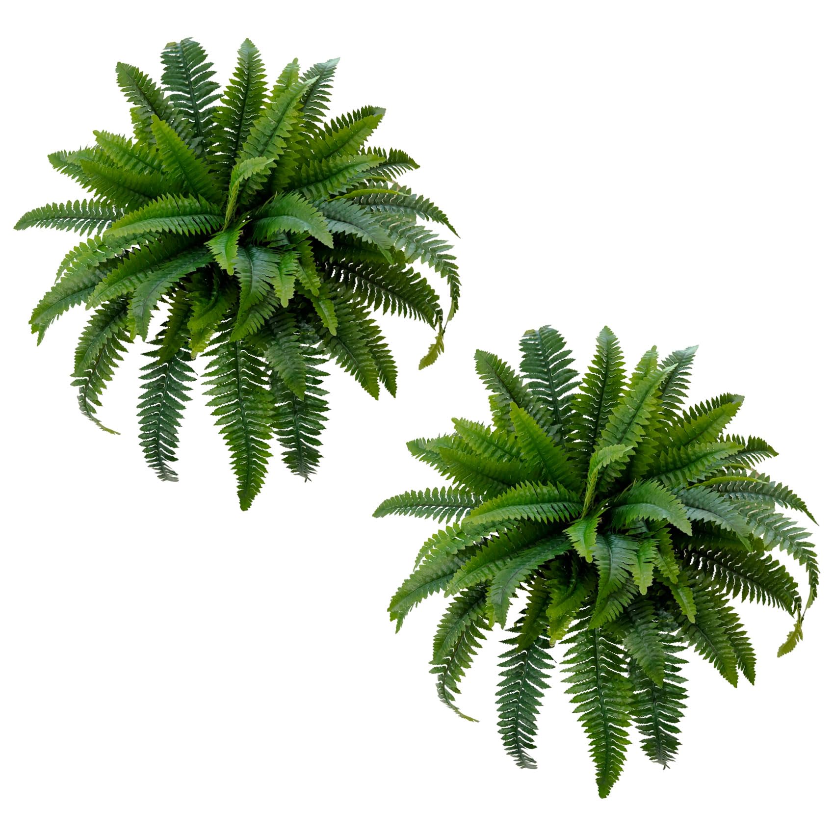 Senjie artificial Boston fern 32in two-pack shown in a living room display for lush indoor greenery