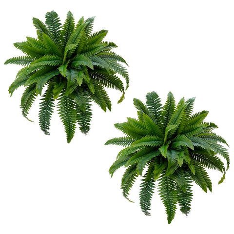 Senjie artificial Boston fern 32in two-pack shown in a living room display for lush indoor greenery