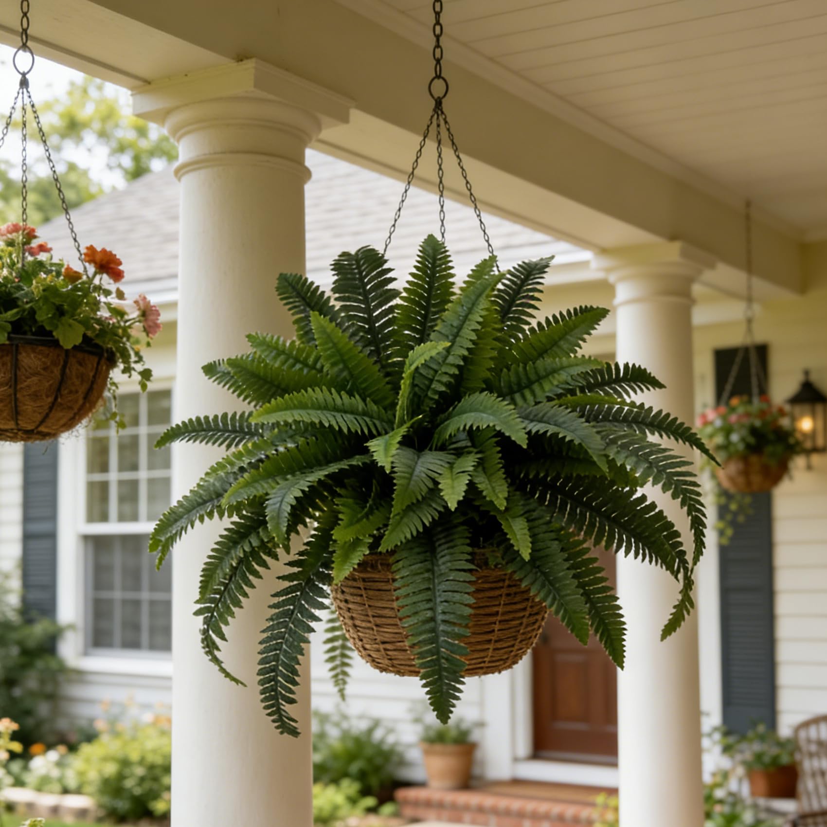Senjie Boston fern 4-pack assembly showing realistic arrangement.