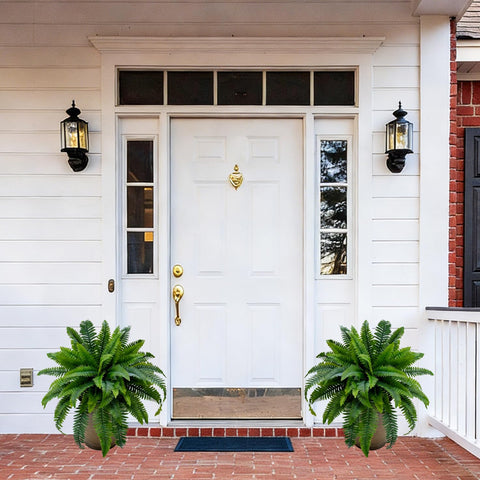 Senjie faux fern in planter setup showcasing full 32-inch silhouette