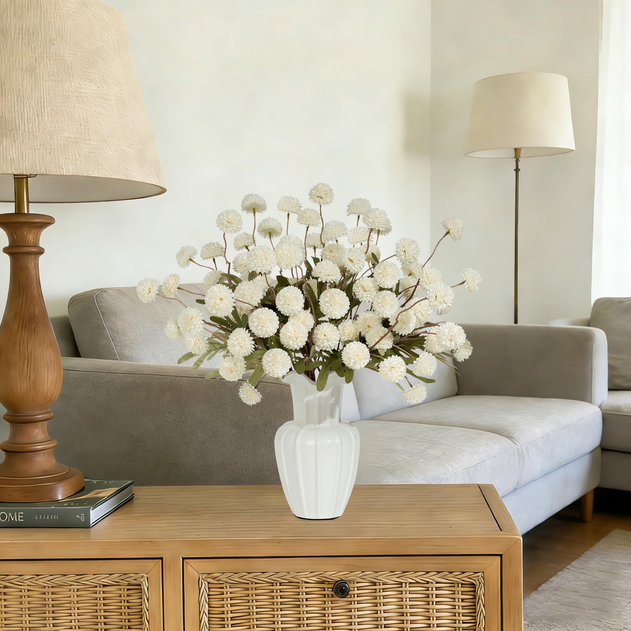 Senjie faux flower vase fillers enhance shelves and tabletops.