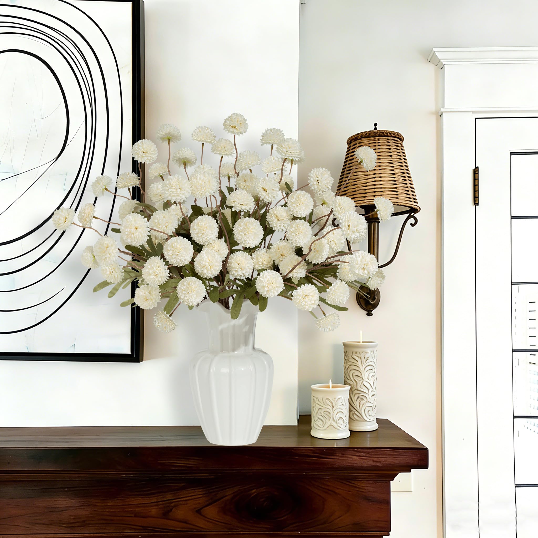 Senjie living room decor chrysanthemums for year-round color.