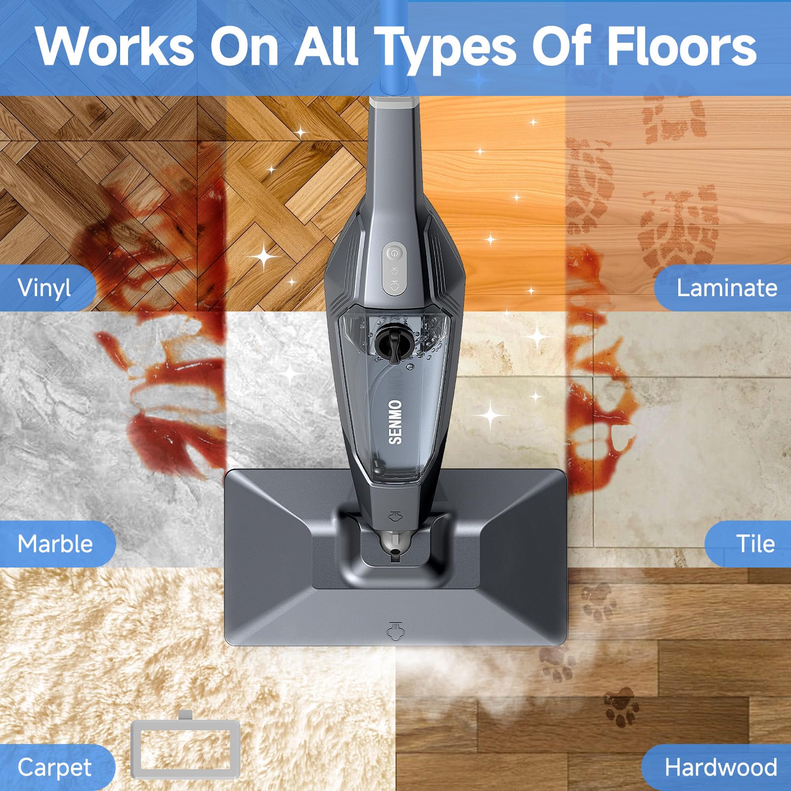 SENMO handheld steam cleaner tackles kitchens and upholstery.