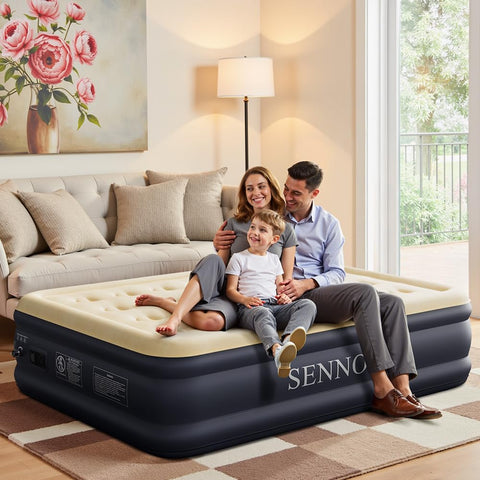 SENNOUL air mattress full built pump close-up, featuring silent operation.