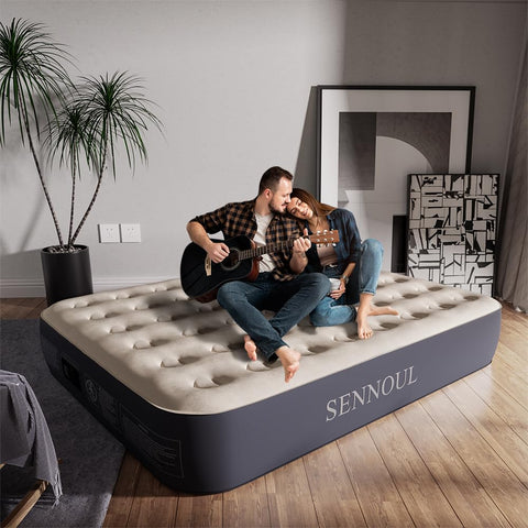 SENNOUL air mattress queen folds compactly for travel and storage.