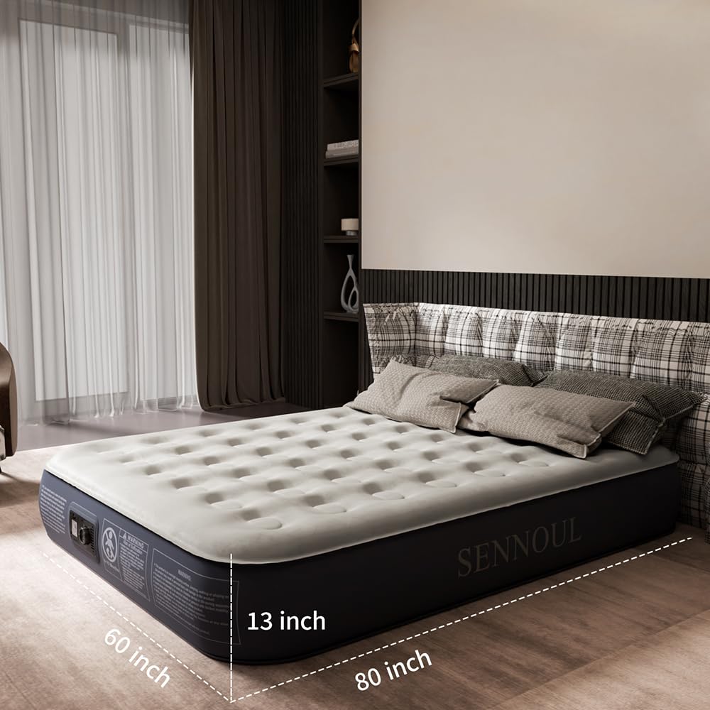 SENNOUL air mattress queen has a non-slip base for steady placement.