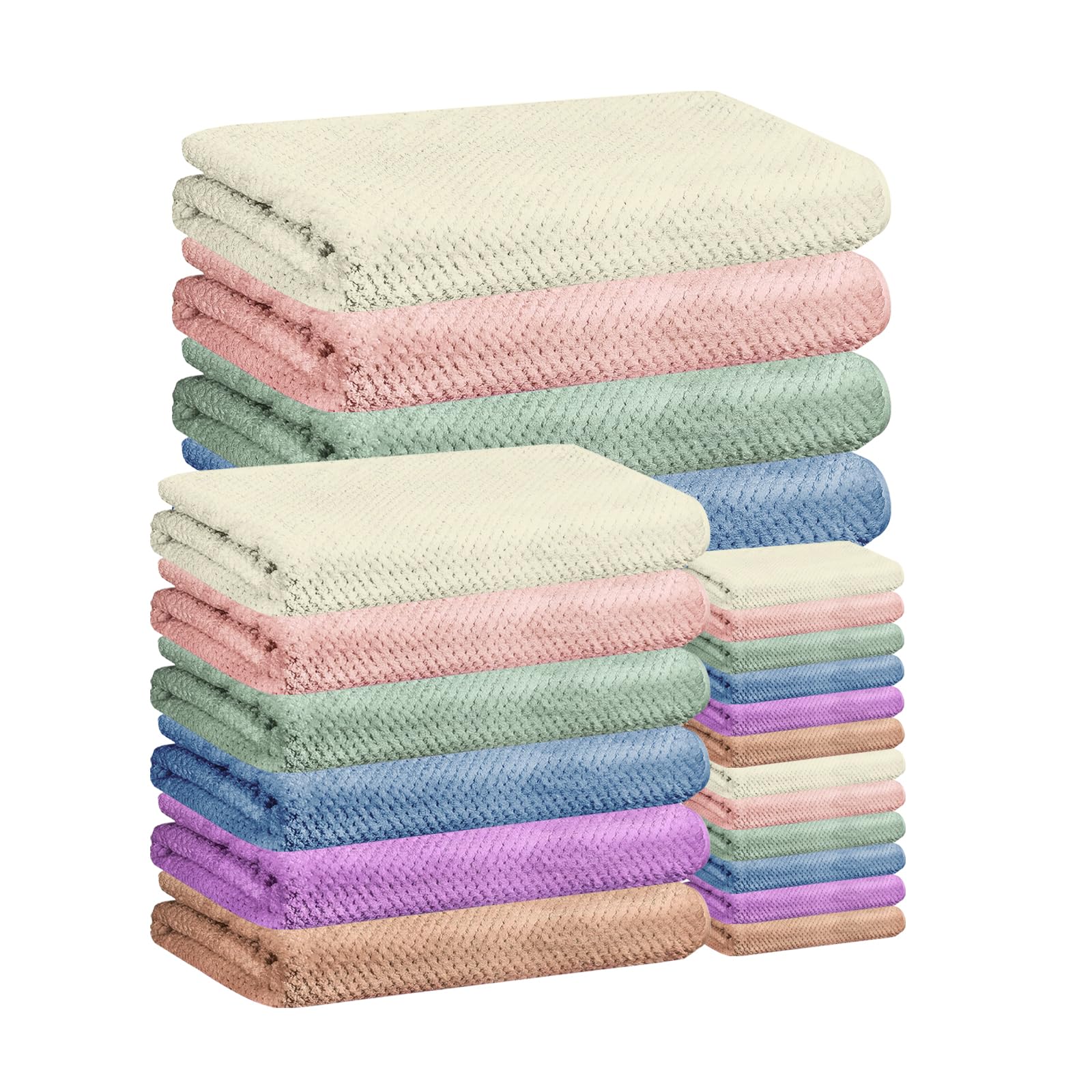 SENONAPO coral velvet towels multicolor set shows plush texture and coordinated colors.