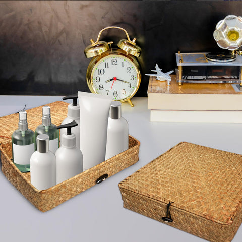 SENONAPO seagrass basket on kitchen counter for organized essentials
