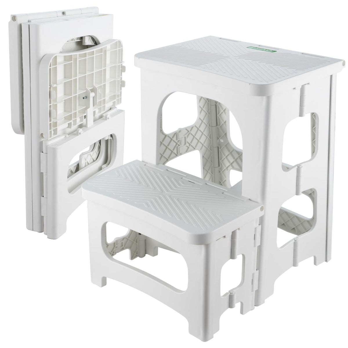 SENQI folding 2-step stool open to reach high cabinets.