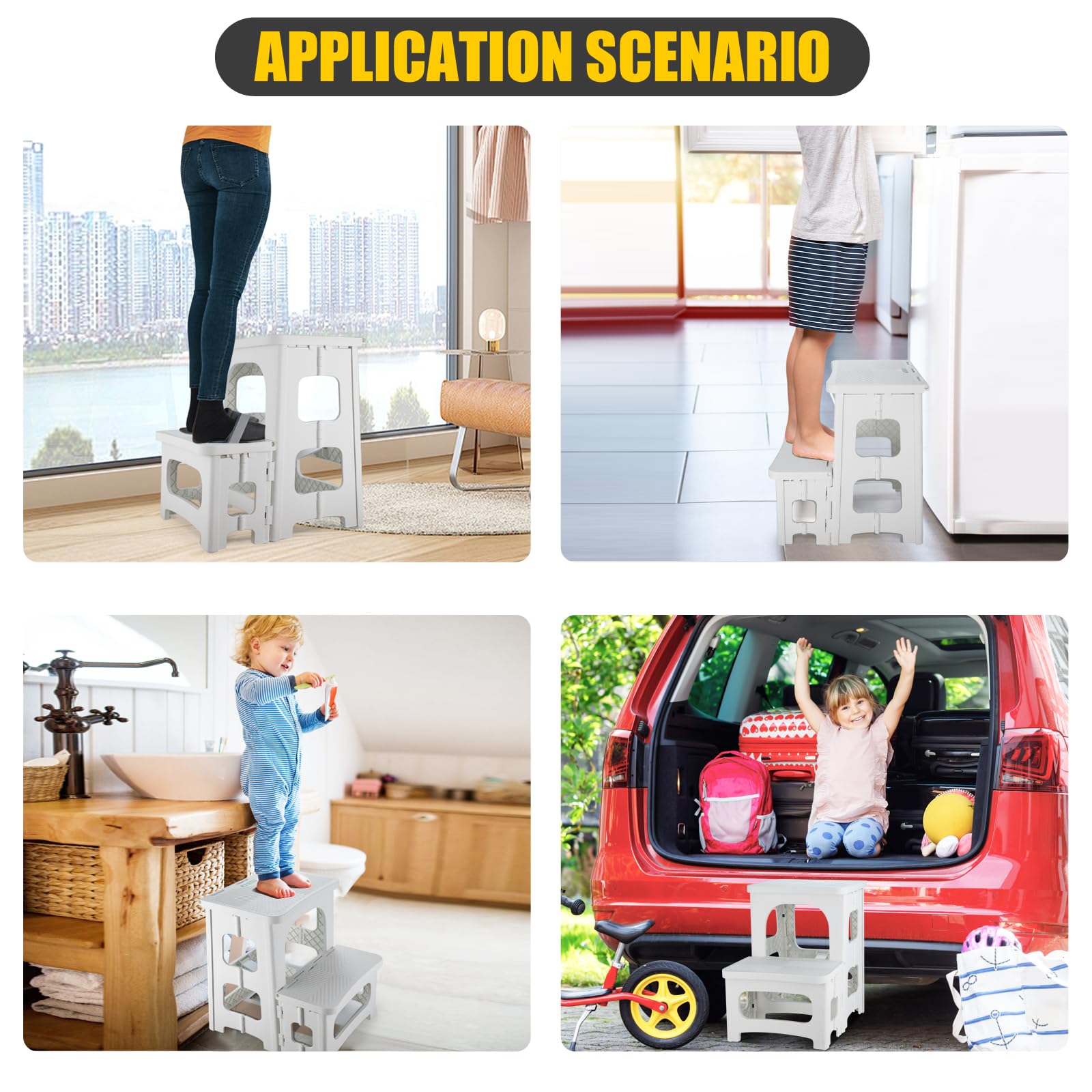 SENQI multi-purpose stool for kitchen or bathroom reach tasks.