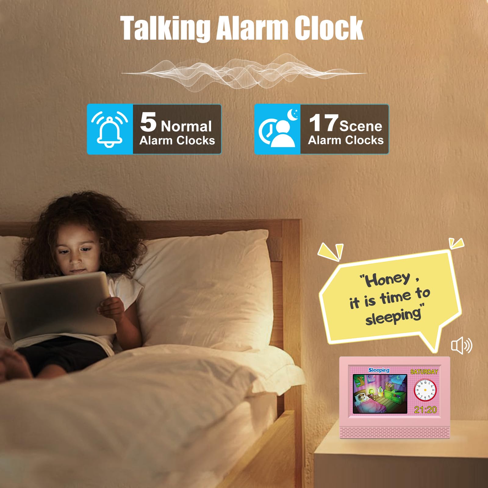 SENXINGYAN supports 5 daily alarms and 12 scene alarms to structure routines.