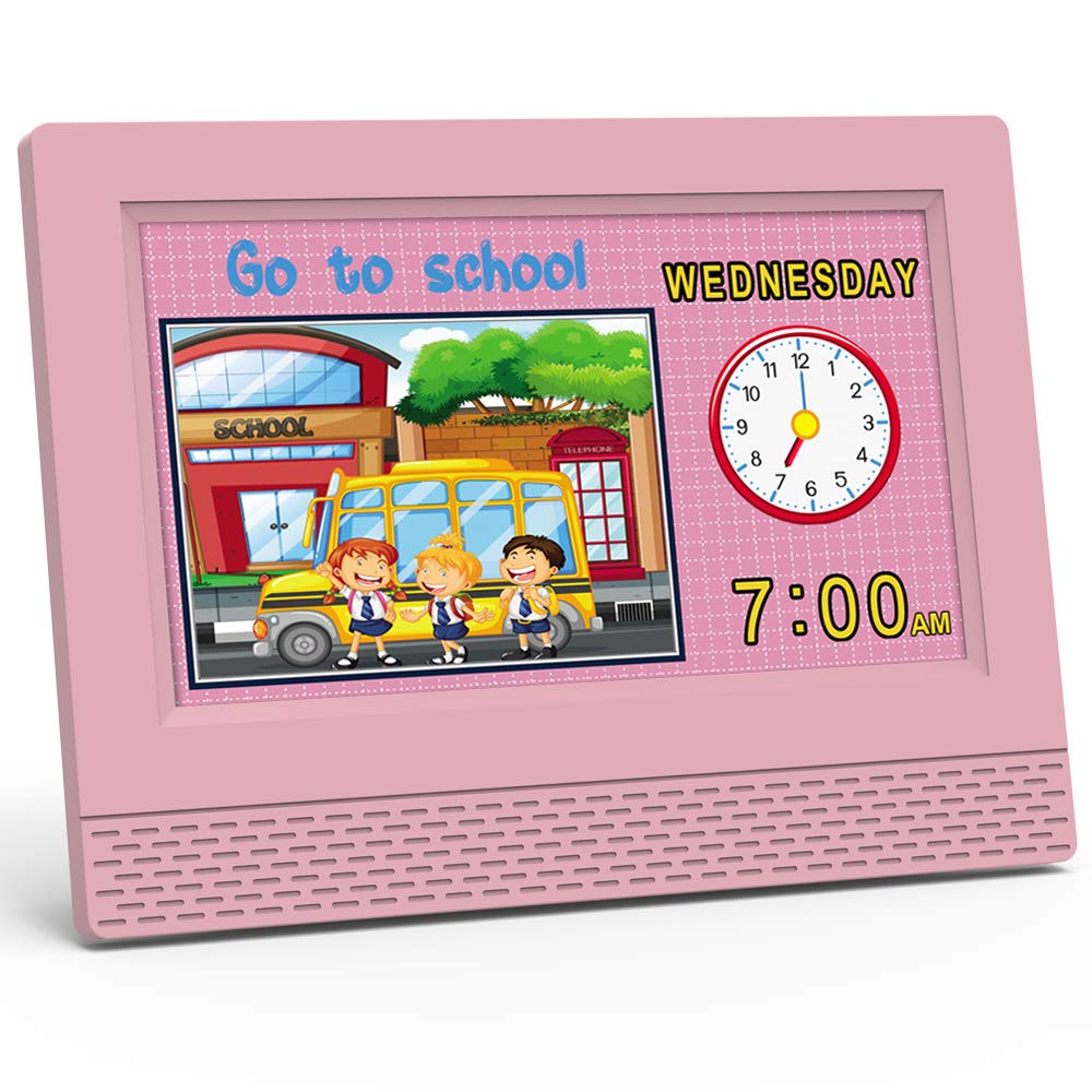 SENXINGYAN clock with colorful drawing fonts for clear time, date, and alarms at a glance.
