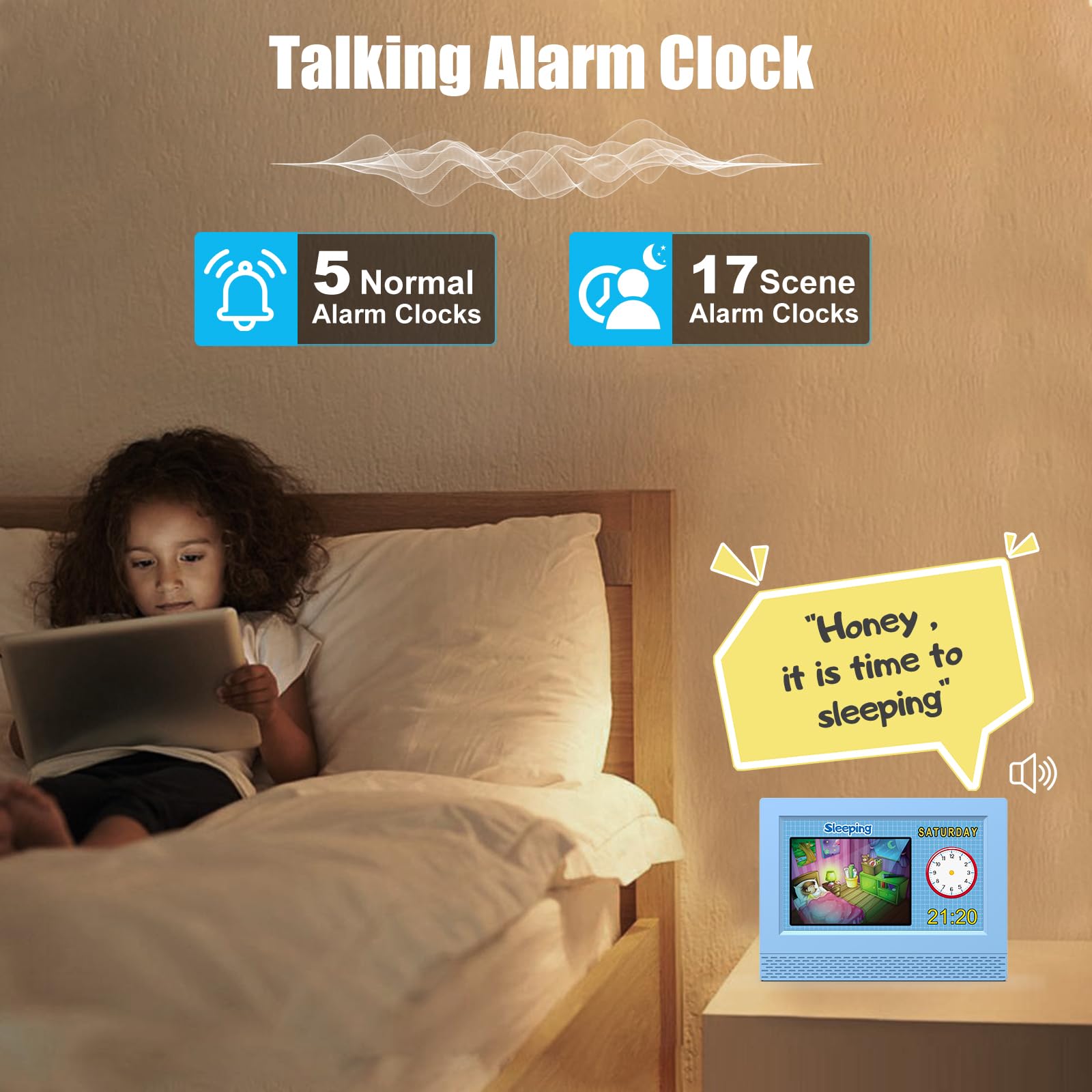 SENXINGYAN kids clock battery backup preserves data during outages.
