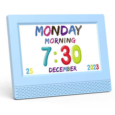 SENXINGYAN kids clock front view with colorful display for bedtime routines.