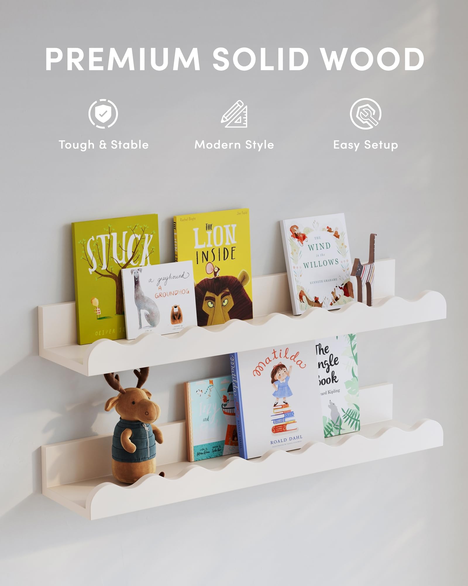 Seocry handcrafted natural wood book ledges with unique charm.