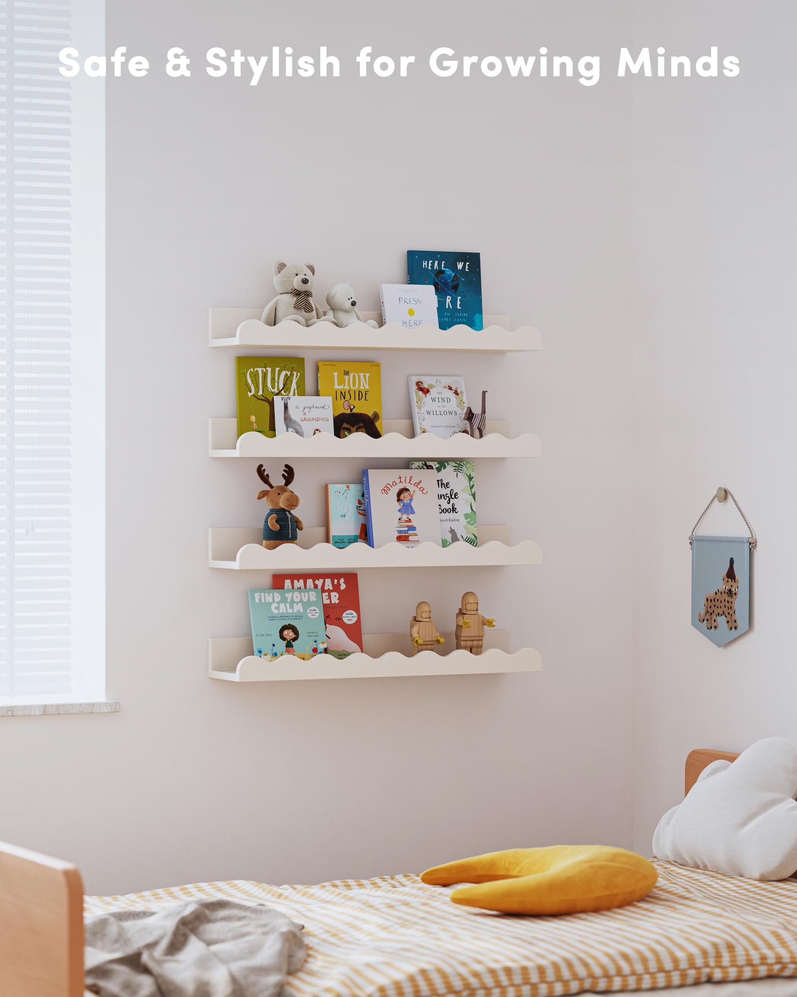 Seocry picture ledge shelves display books and photos with style.