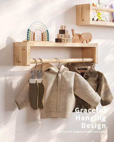 Seocry nursery book shelves in wood add toddler decor while keeping essentials accessible.