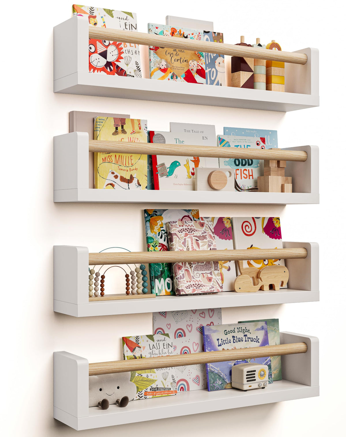 Seocry nursery wall-mounted setup for tidy book storage and quick access.