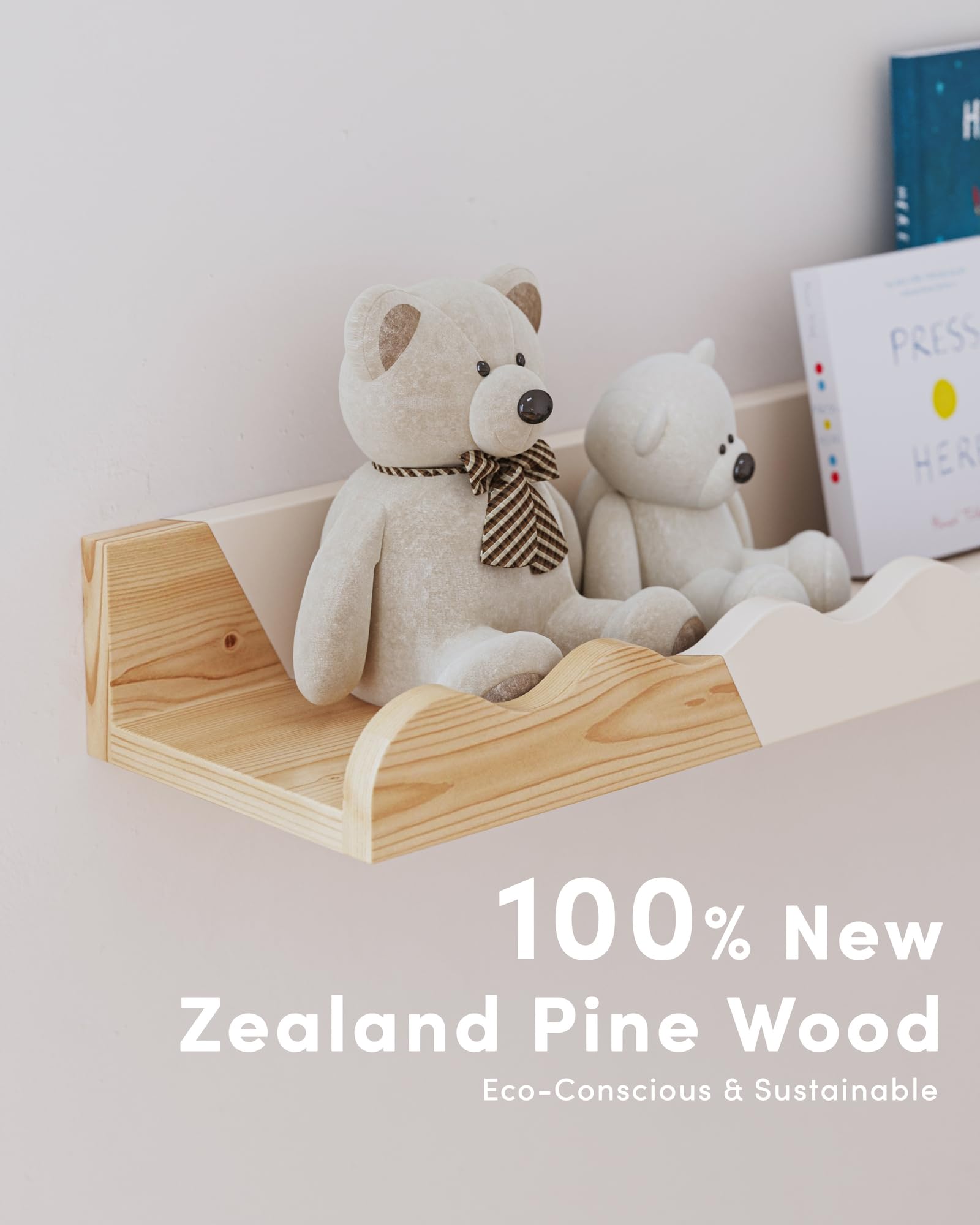 Seocry Nusery Shelves wood material provides sturdy, natural-looking storage