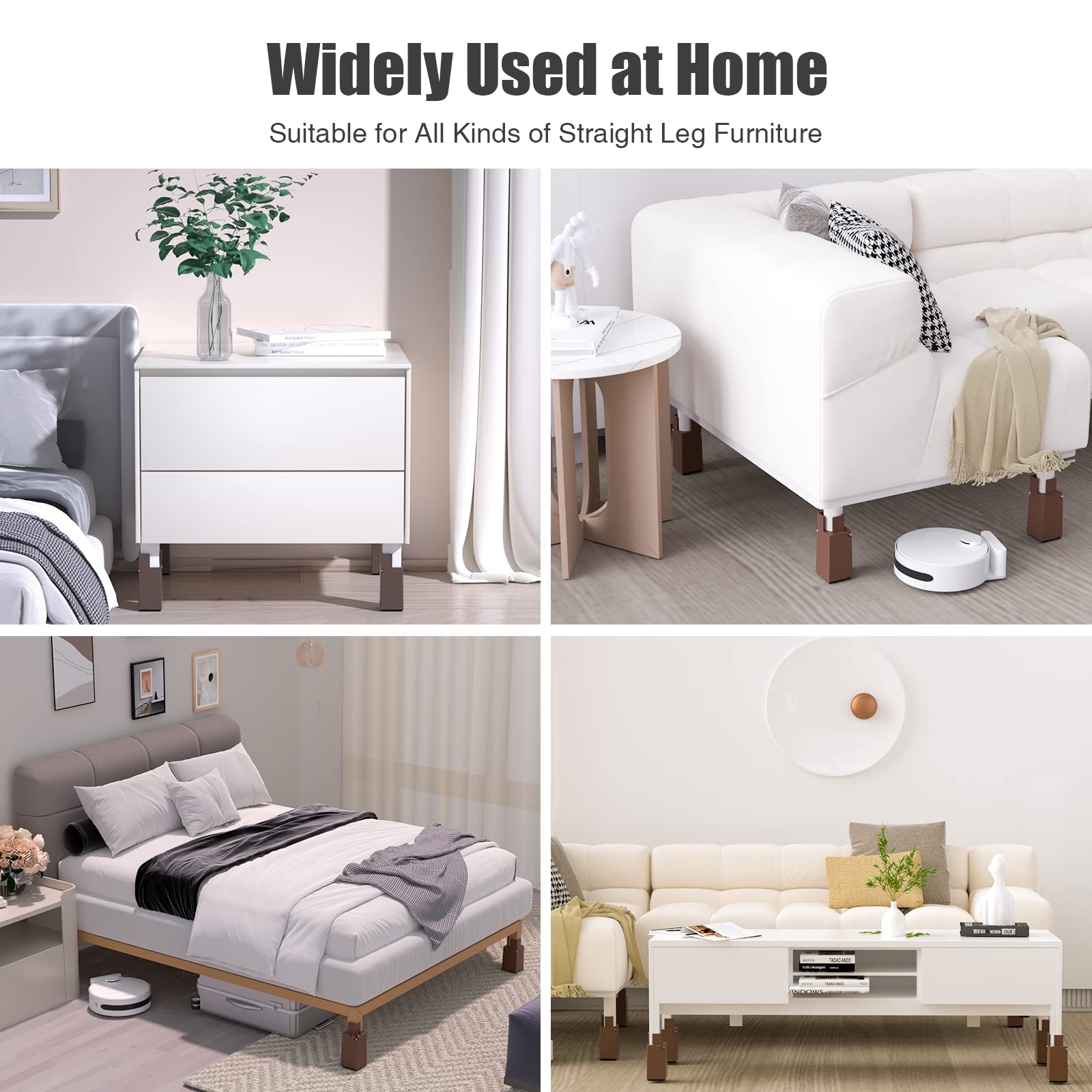 Sephyroth bed risers protect floors while elevating furniture.