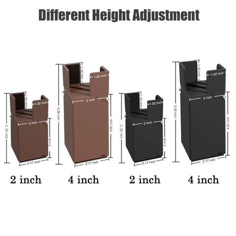 Sephyroth bed risers with screw clamp for secure installation.