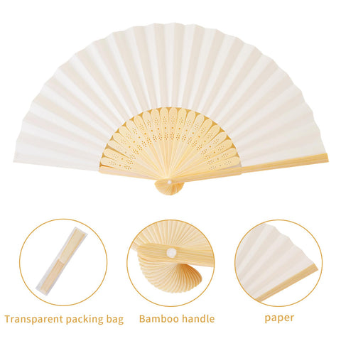 Sepwedd cream hand fan open, bamboo folding for elegant use.
