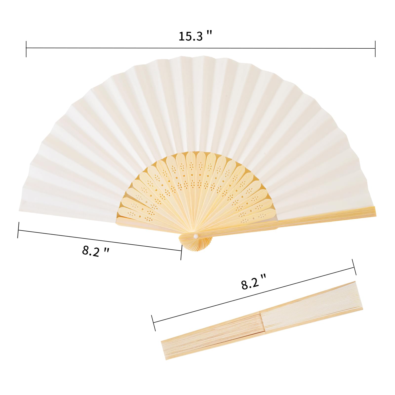 Sepwedd cream hand fan packaging showing 50pcs with transparent bags.