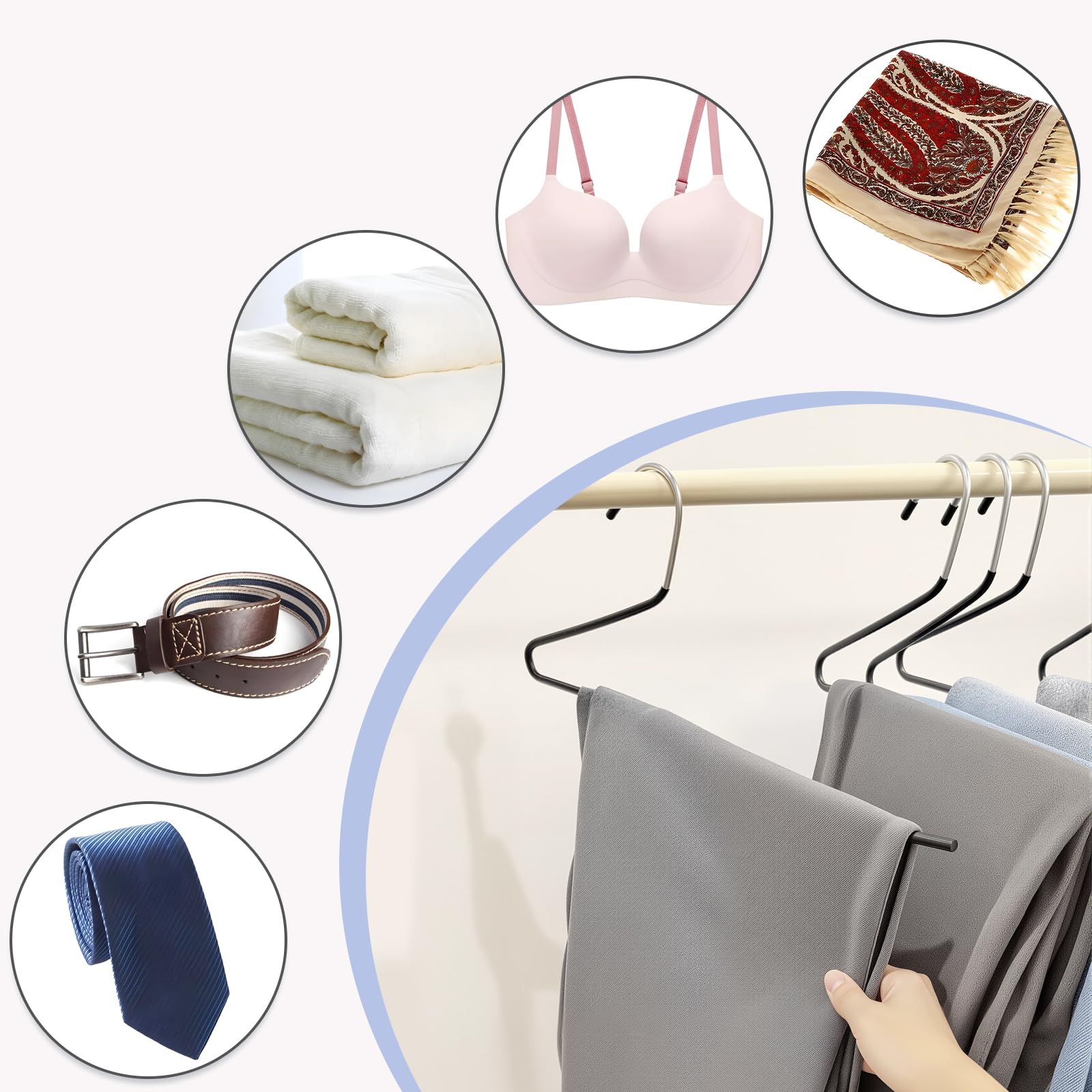 Seuqhck hanger features smooth edges to prevent creasing.