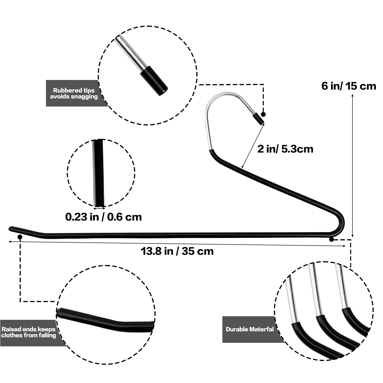Seuqhck open-ended hanger shows compact profile for quick garment removal.