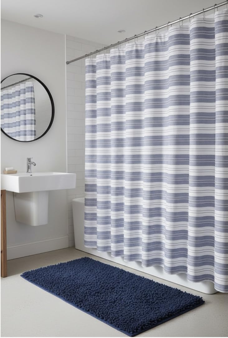 Serafina Home 72 x 72 standard size curtain fits most tubs and showers