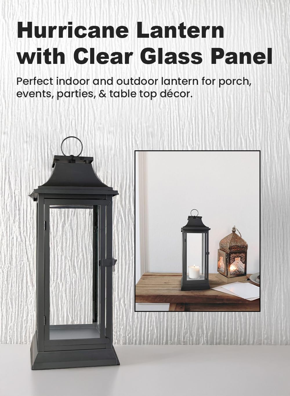 Serene Spaces Living outdoor porch setting with this decorative lantern.