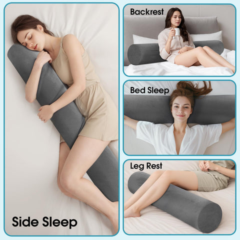 Versatile use as backrest, leg support, nap pillow, or decorative bolster.