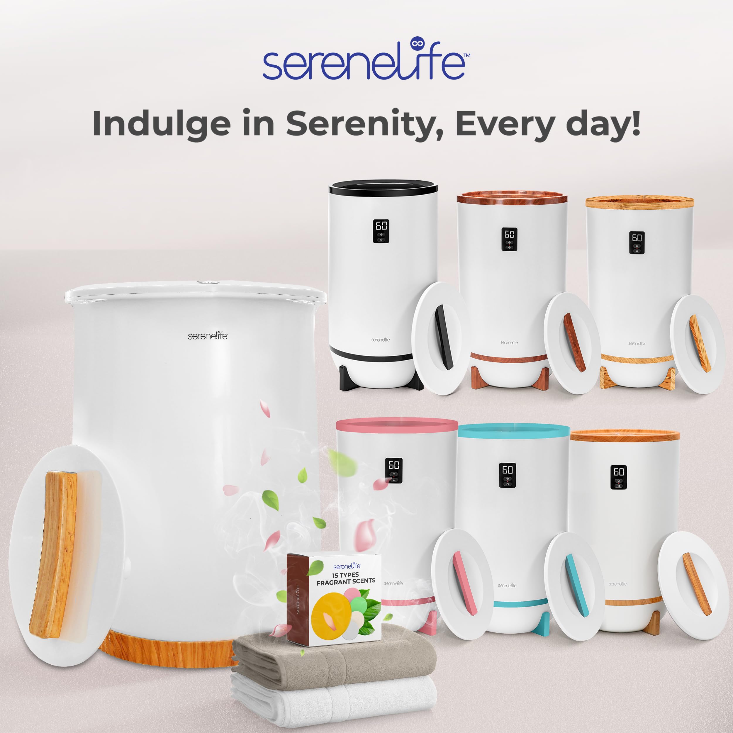 SereneLife bucket towel warmer is portable for home use and travel-friendly.
