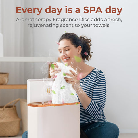 SereneLife luxury towel warmer fragrance compartment enables personalized spa scents.