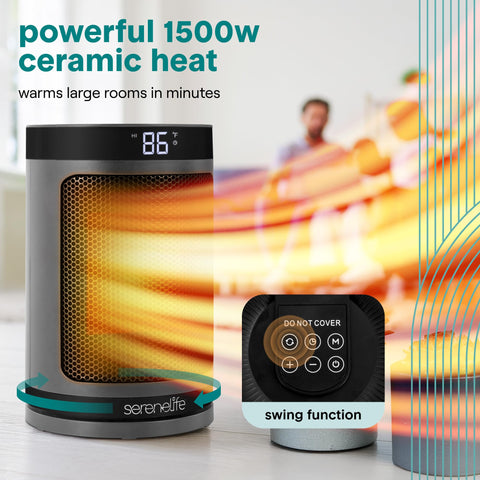 SereneLife smart space heater remote control for convenient adjustments