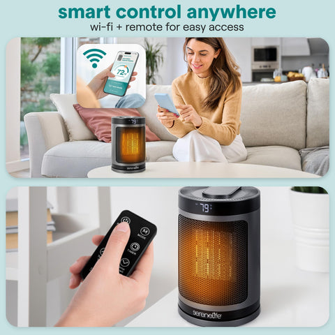 SereneLife smart space heater Wi-Fi enabled for scheduling and monitoring