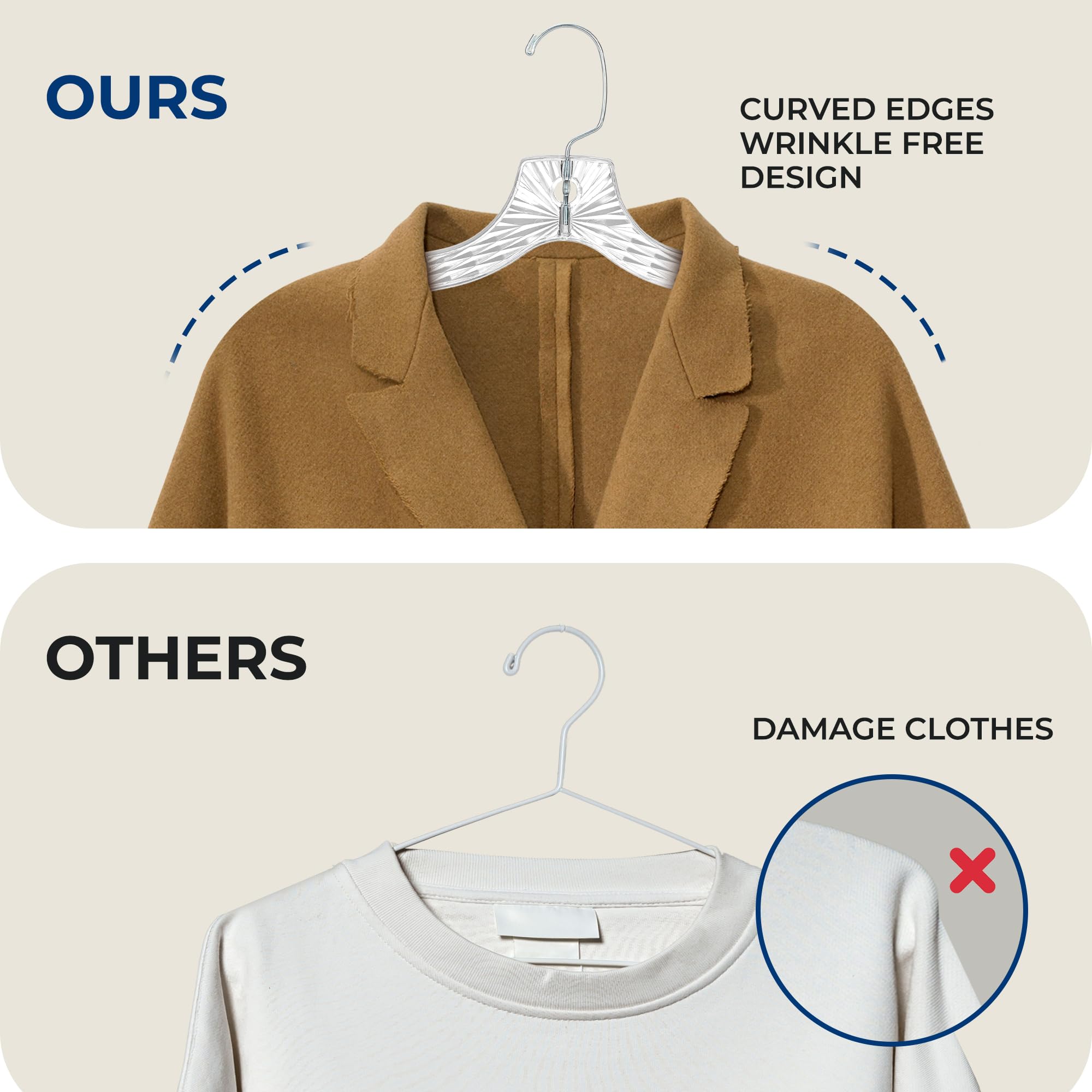 Ideal for wardrobes and retail displays with dresses, coats, or shirts.