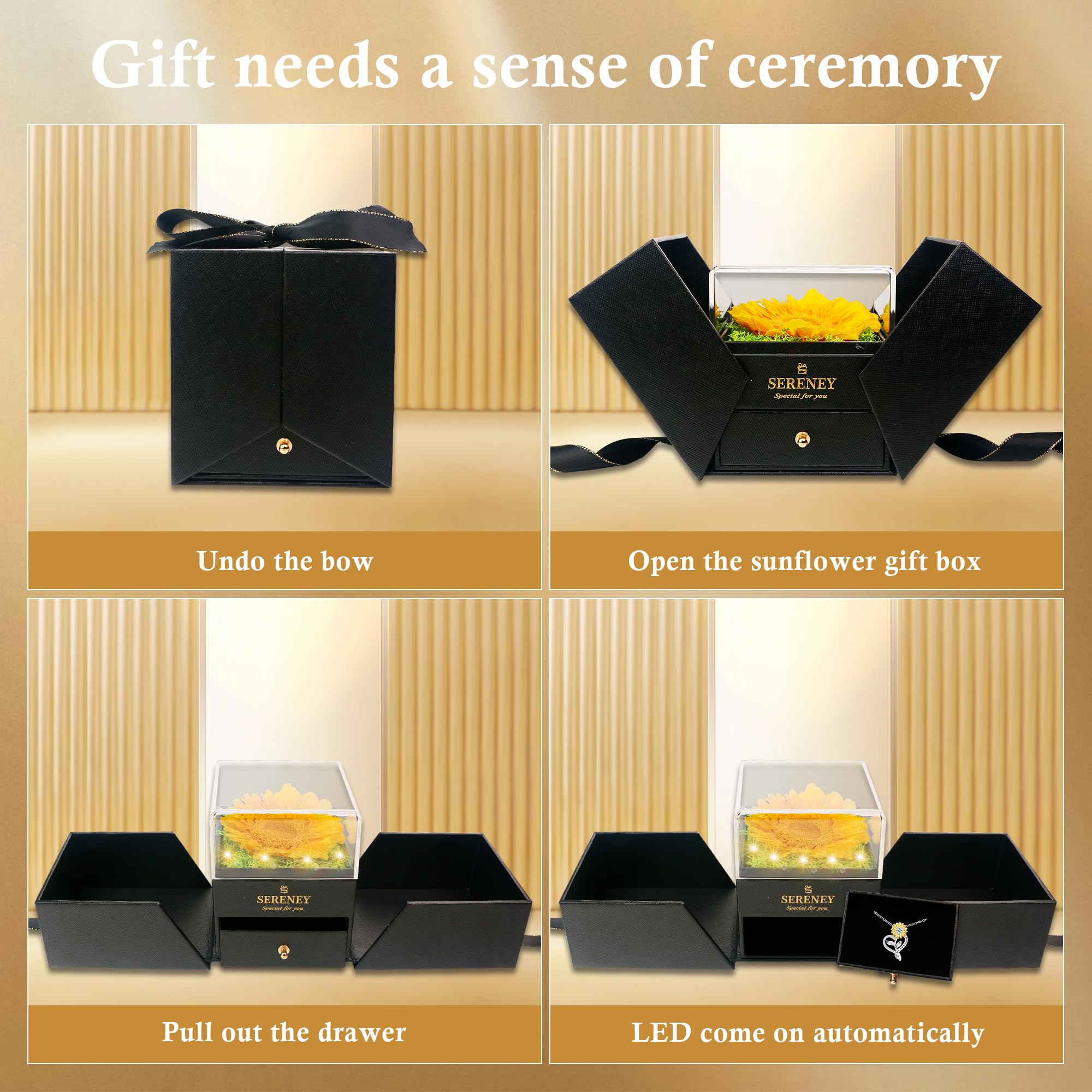 Sereney packaging design with an eternal flower for a ready-to-gift experience.