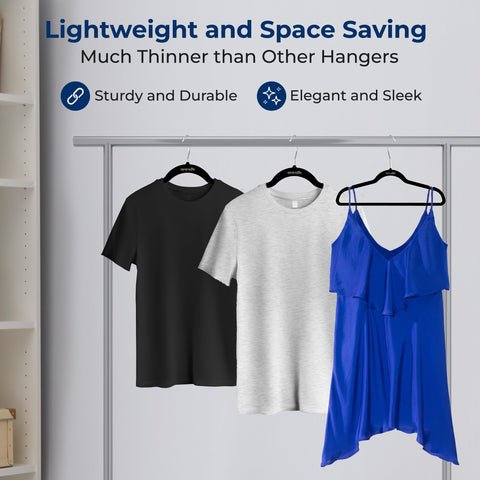 Ultra-thin 0.24-inch profile saves closet space.