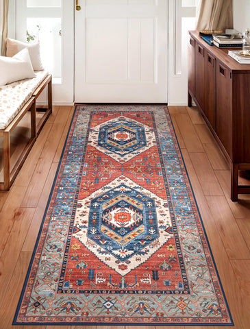 SERISSA Boho Washable Runner in entryway highlighting warm rustic tones.
