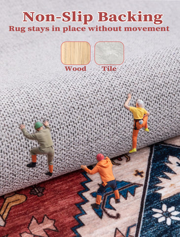 SERISSA Boho Washable Runner non-slip backing demonstrated for safety in a hallway.