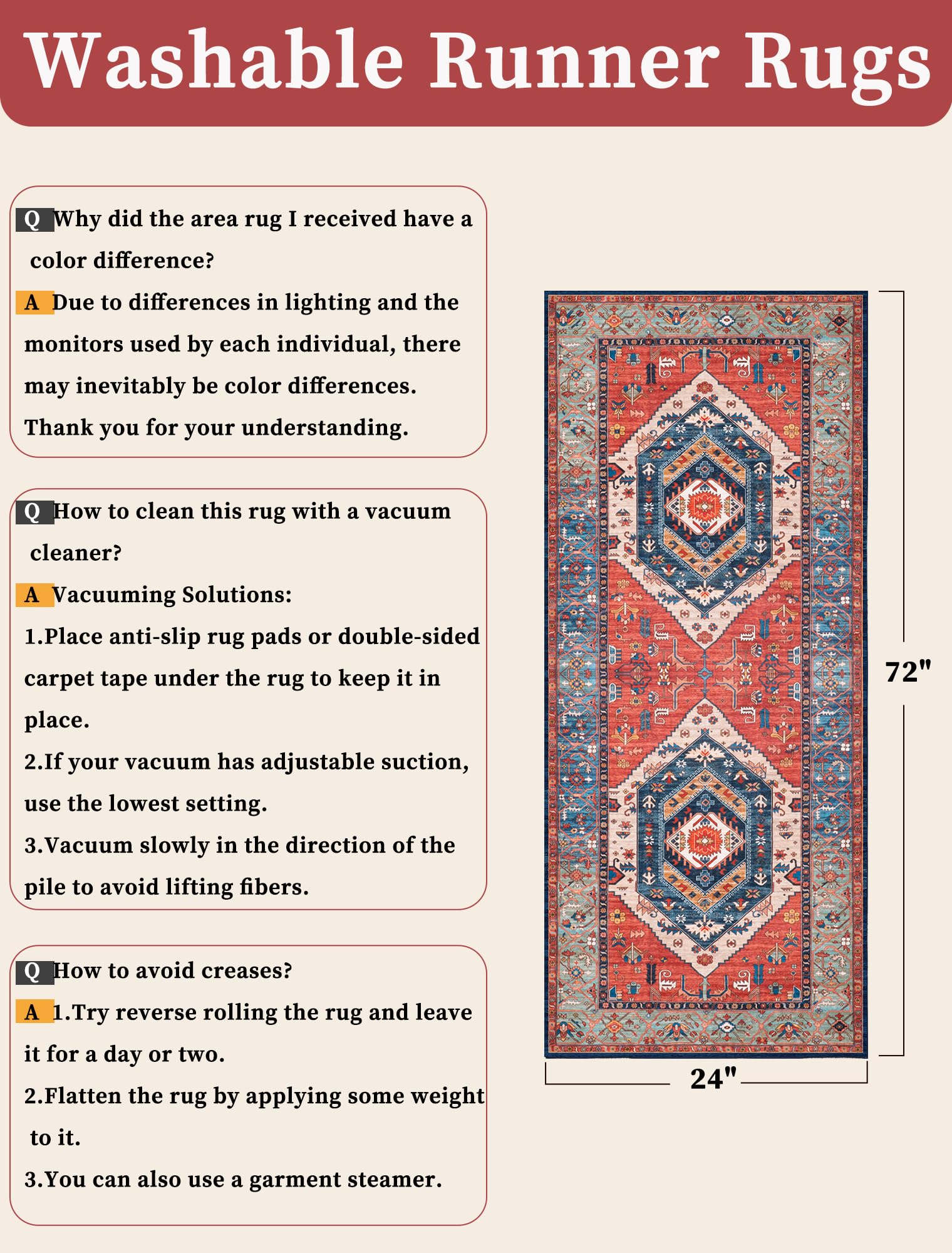 SERISSA Boho Washable Runner pet-friendly design suitable for family homes.