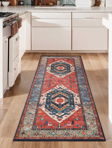 SERISSA Boho Washable Runner distressed tribal print adds warmth to space