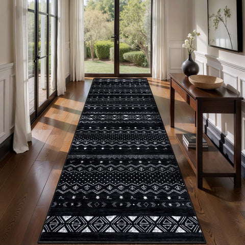 SERISSA geometric black-white close-up highlighting durable pattern for hallways