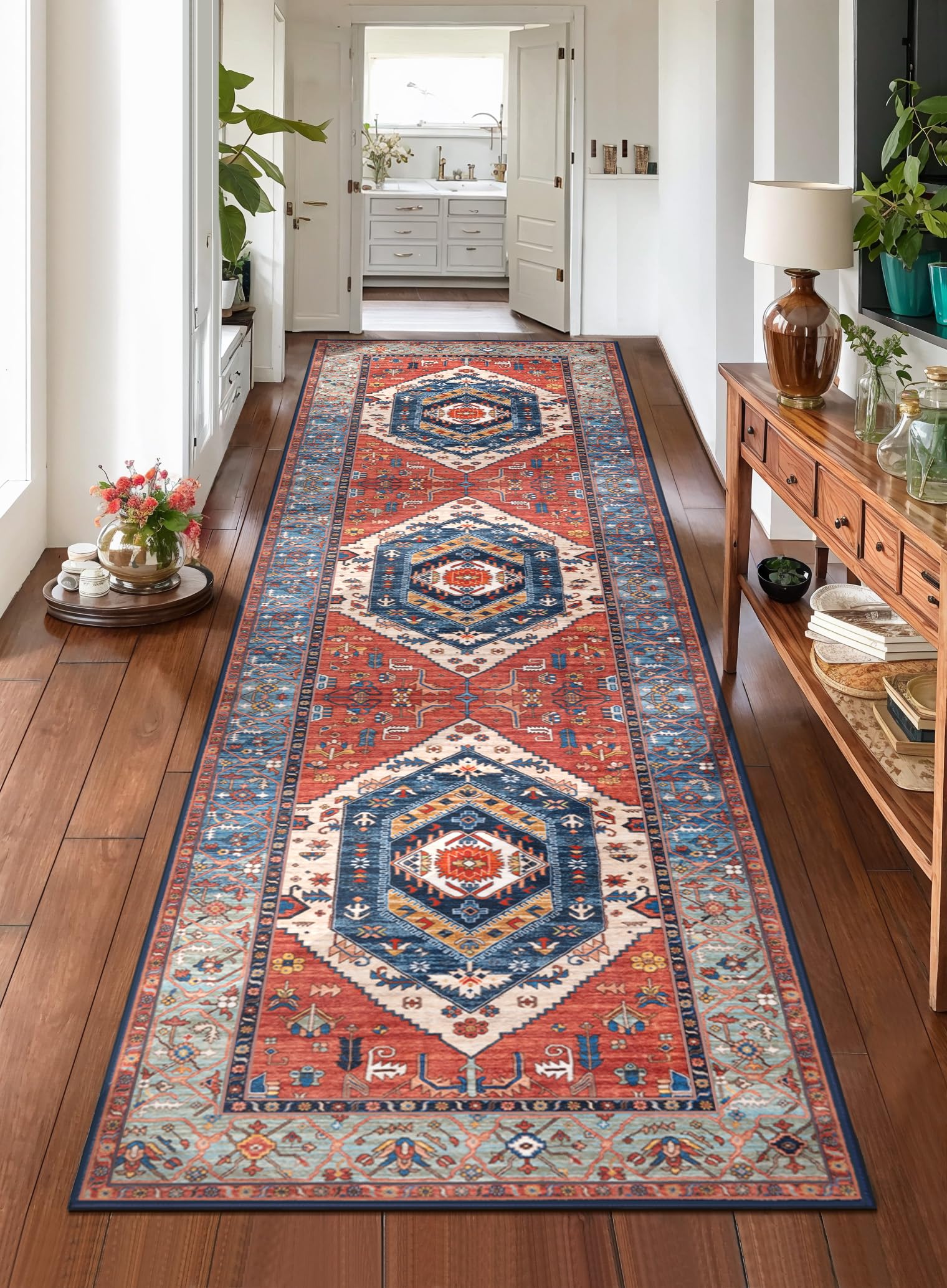 SERISSA Runner Rug for hallways with non-slip backing enhances safety in high-traffic areas.