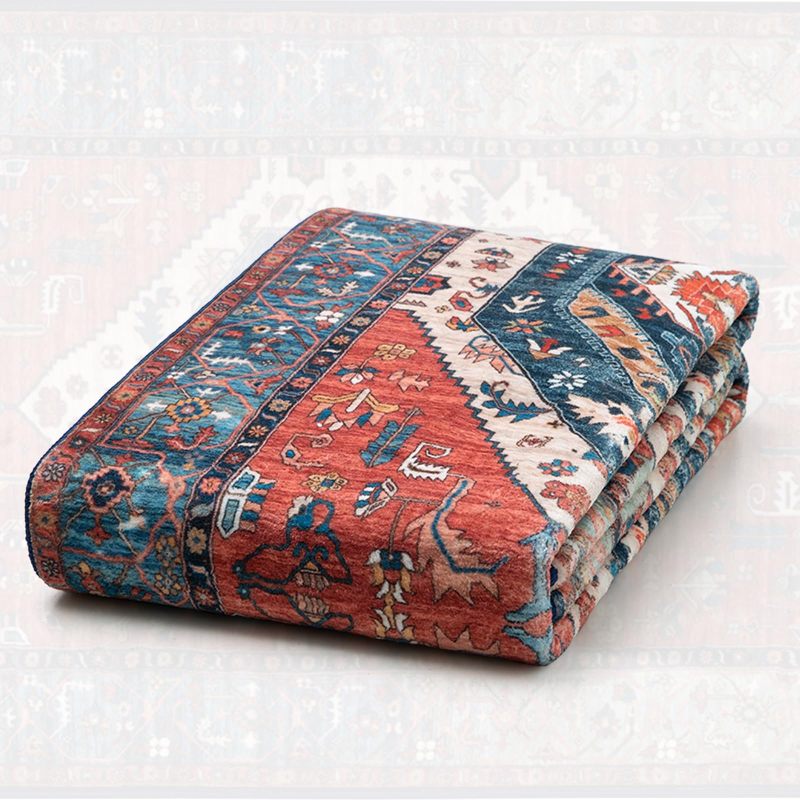 SERISSA washable rug 8x10 vintage pattern close-up showing boho charm and versatile decor.