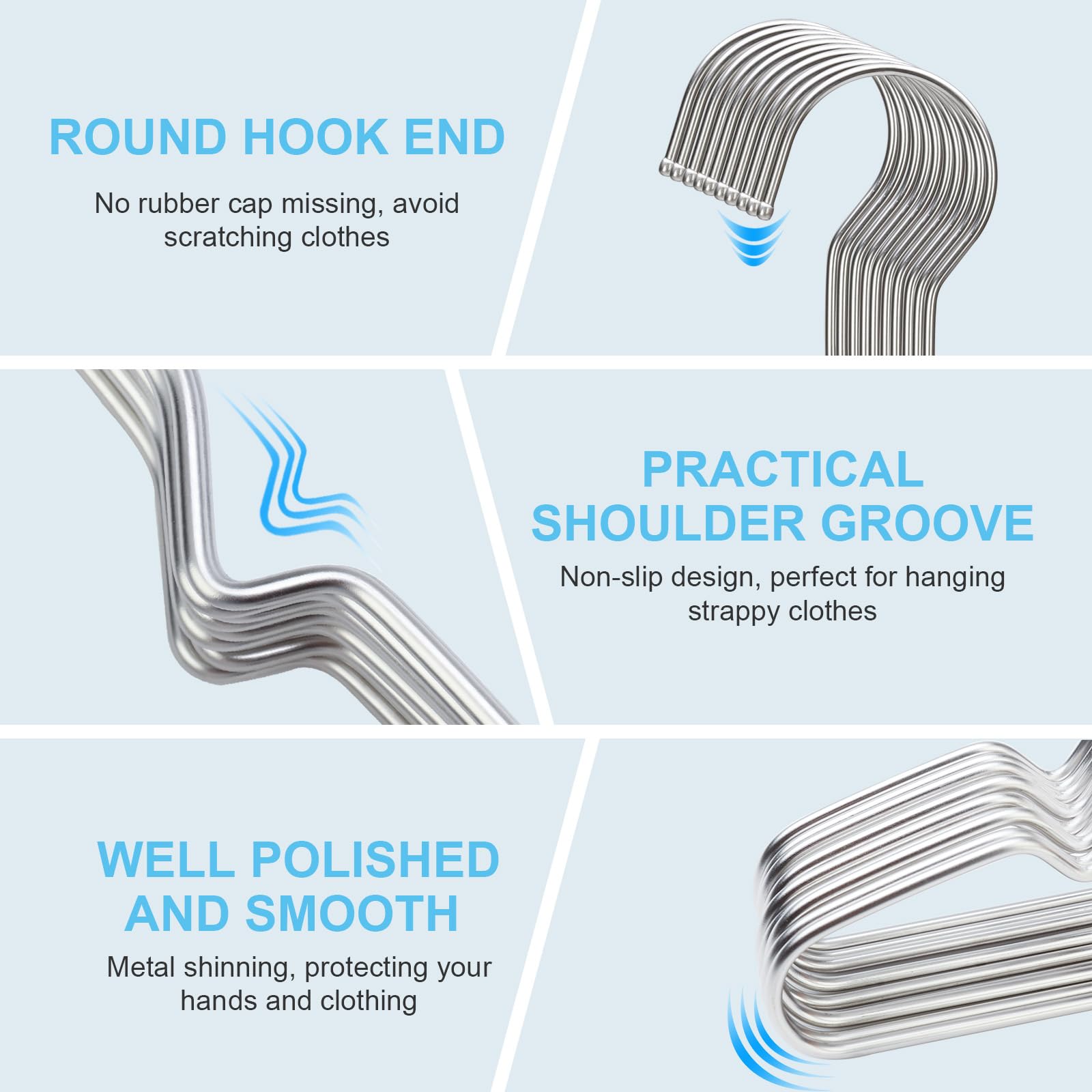 Seropy hanger with non-slip grooves secures garments in place